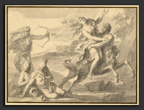 FranÃ§ois Verdier, The Rape of Deianira, French, 1651 - 1730, late 1670s?, black chalk with gray