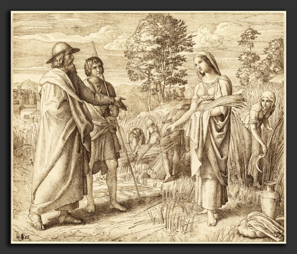 Julius Schnorr von Carolsfeld (German, 1794 - 1872), Ruth and Boas, 1825, pen and brown ink over