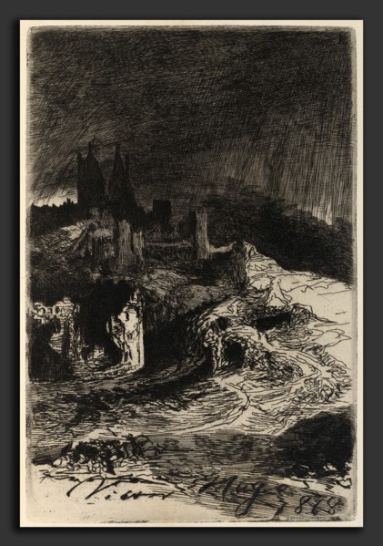 Victor Hugo, L'Eclair (Lightning), French, 1802 - 1885, 1868, etching in black on laid paper