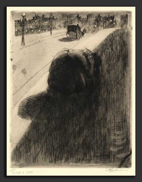 Albert Besnard, The Suicide (Le Suicide), French, 1849 - 1934, c. 1886, etching and aquatint in
