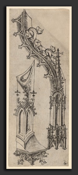 German 15th Century, Gothic Letter "D", c. 1480-1500, engraving