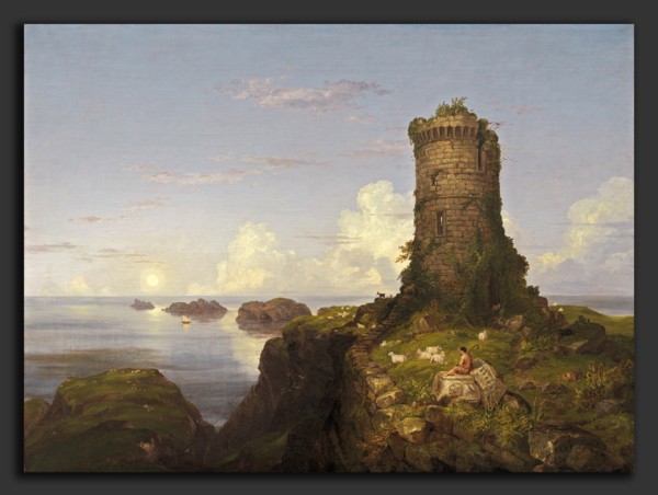 Thomas Cole, Italian Coast Scene with Ruined Tower, American, 1801 - 1848, 1838, oil on canvas