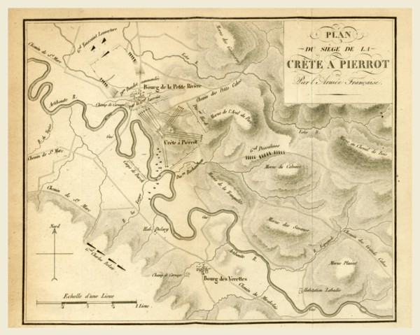 Plan, map the battle of Crete a Pierrot by the French army