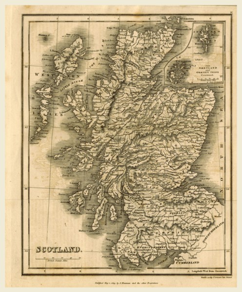 Map of Scotland, 1819, J. Mawman