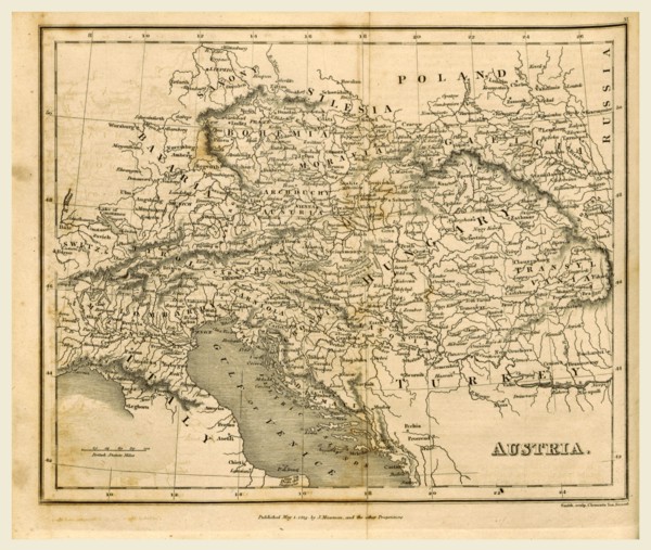 Map Austria, 1819, J. Mawman
