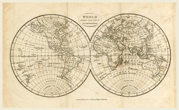 World map, published 1824
