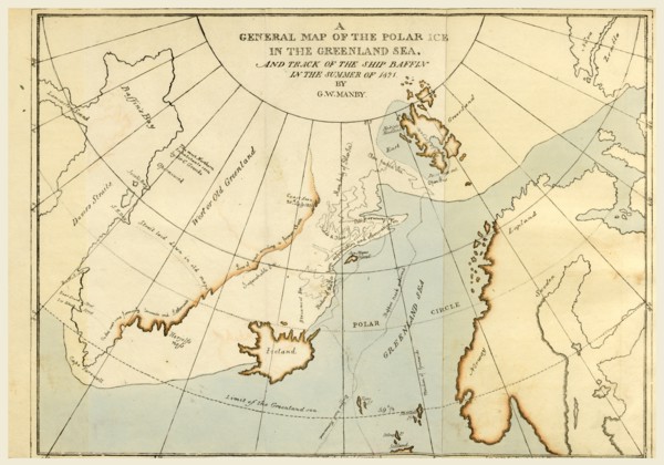 Map of the Polar Ice in the  Greenland Sea, in the year 1821, 19th century engraving