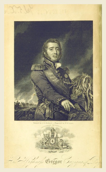 Gregor Cazique, 19th century engraving by W.H. Lizars