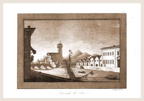 Pisa, watercolor of Angiolo Cappiardi, Italy