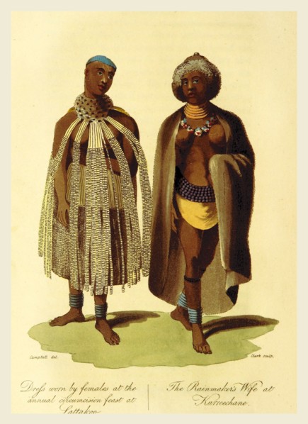 Drefs, raimakers wife at Kurreechane, Travels in South Africa, 19th century engraving
