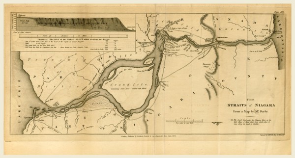 Map of the Straits of Niagara, 1822-23, 19th century engraving
