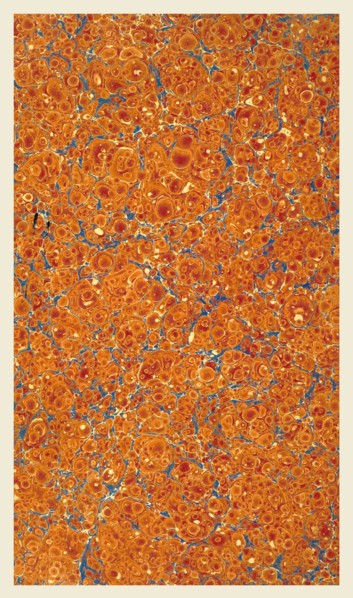 Background, blue, creme, brown, , marbled paper, 19th century
