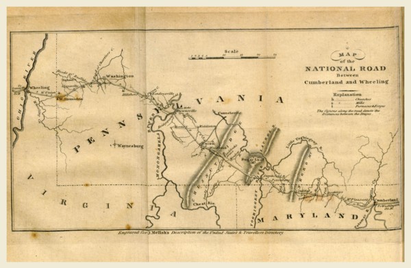 Map of the road between Cumberland and Wheeling, A Geographical Description of the United States