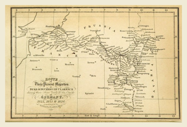 Route of their Royal Highnesses the Duke & Duchess of Clarence  during their visits  1822, 1825, &