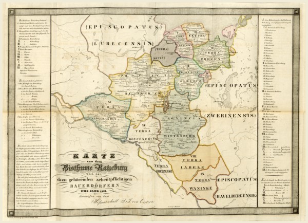 Map, Land of the former bishopric of Ratzeburg, engraving, Germany