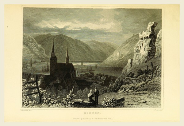 Bingen, Germany, Tombleson's Views of the Rhine, 19th century engraving