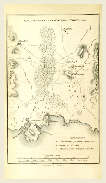 Athens 1827, History of the Greek Revolution, 19th century engraving, Greece