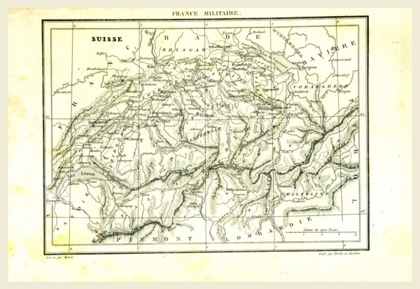 Switzerland, map, 19th century engraving