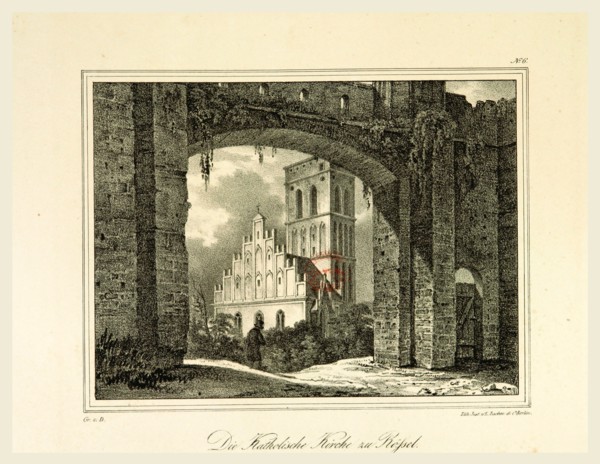 Representations of old Prussian Castles drawn by Countess Dohna, Church Rofsel, Darstellungen alter