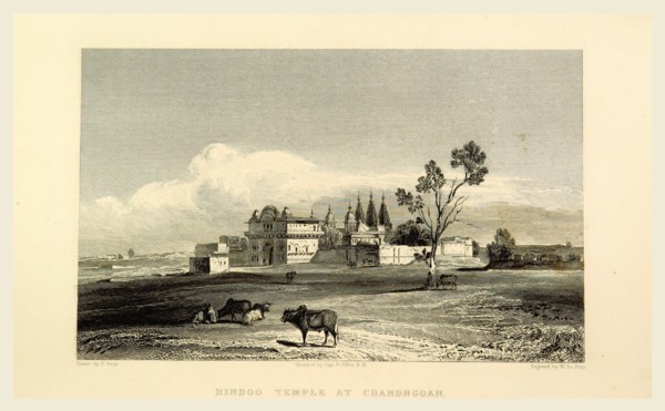 Hindoo temple, Chandngoan, Views in India, China, and on the Shores of the Red Sea, drawn by Prout,
