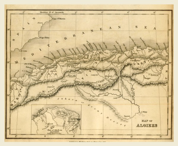 Map Algiers, 19th century