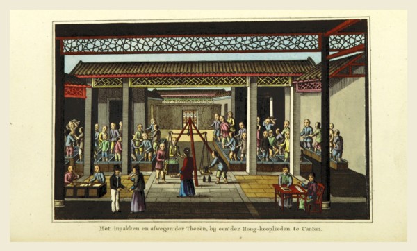 China, Canton, tea trade, 19th century engraving