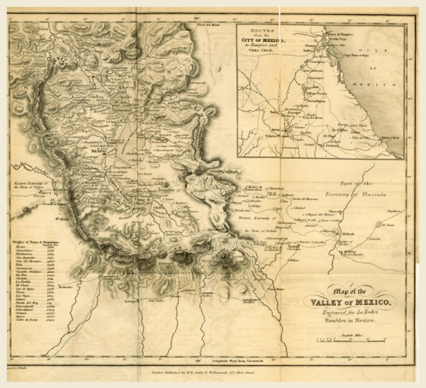 Map of the valley of Mexico, 1834, 19th century engraving