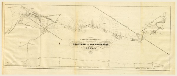 Choptank and transquaking canal, Report on the new map of Maryland, 1836, 19th century engraving,