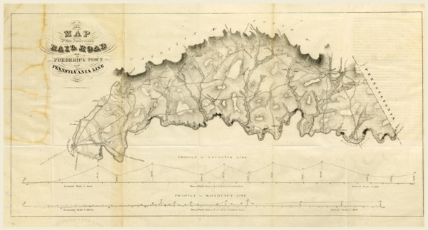 Map Rail Road from Frederick Town to Pennsylvania Line Report on the new map of Maryland, 1836, US,