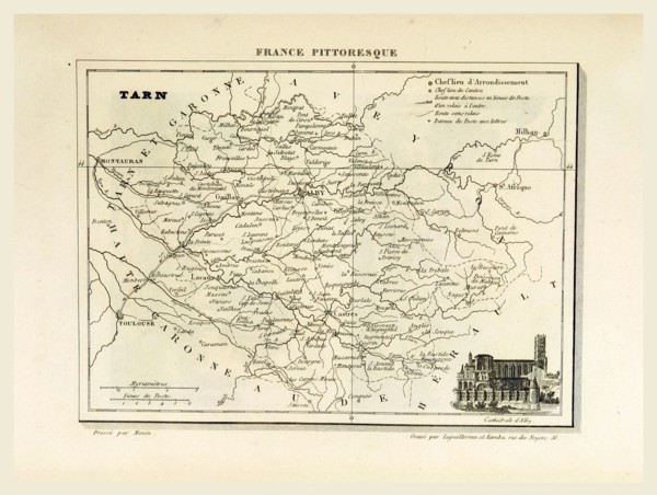 Map Tarn, France pittoresque, 19th century
