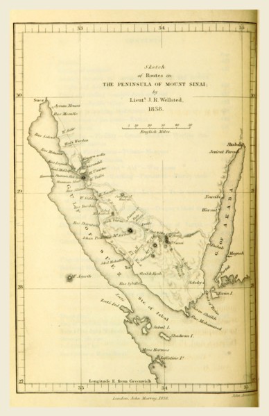 Peninsula of Mount Sinai, 1838, Travels in Arabia, 19th century engraving