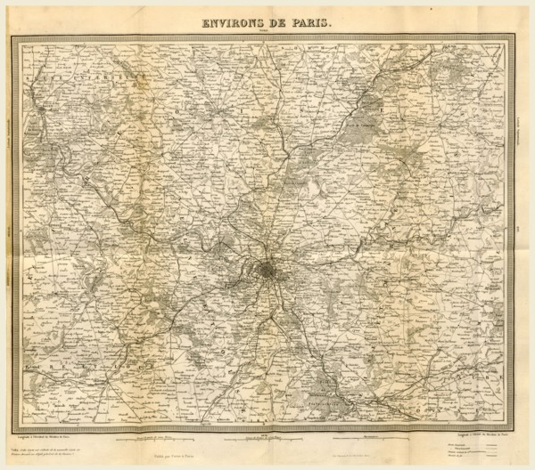 Histoire physique, civile et morale des environs de Paris, map, 19th century engraving