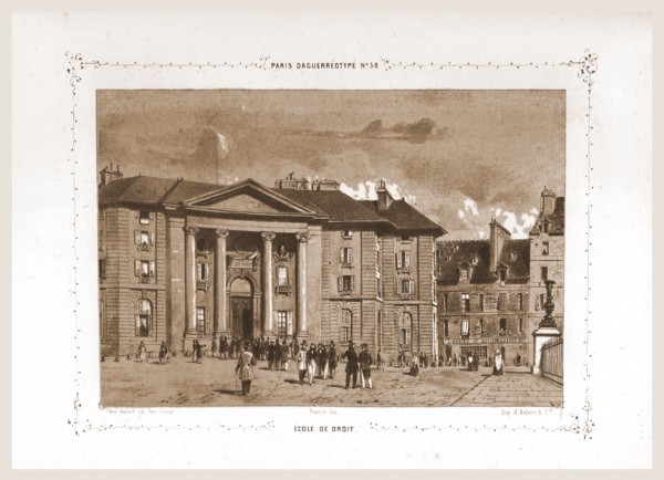 Ecole de Droit, Paris and surroundings, daguerreotype, M. C. Philipon, 19th century engraving