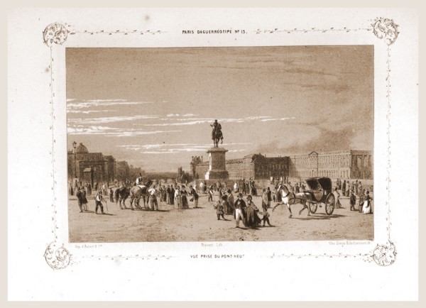 View from Pont Neuf, Paris and surroundings, daguerreotype, M. C. Philipon, 19th century engraving