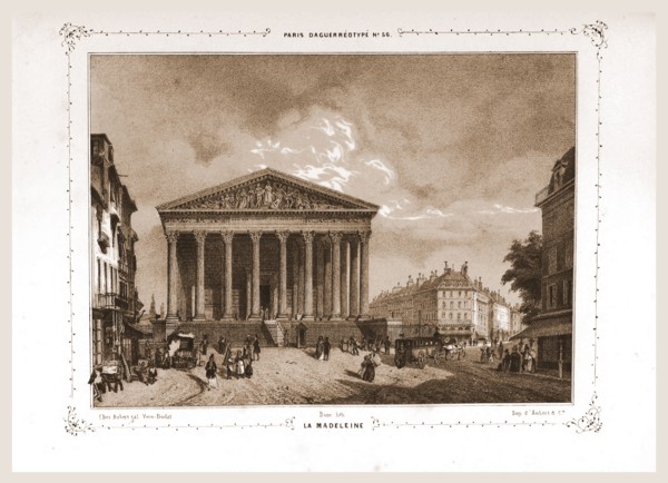 La Madeleine, Paris and surroundings, daguerreotype, M. C. Philipon, 19th century engraving