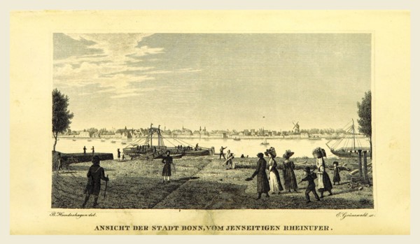The city and University of Bonn on the Rhine, with their environments