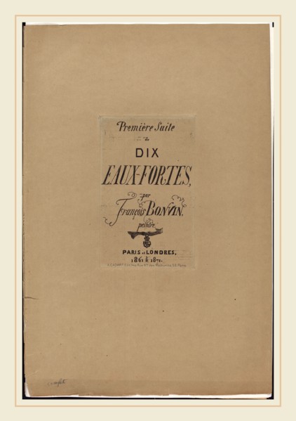 FranÃ§ois Bonvin (French, 1817-1887), PremiÃ¨re Suite de dix eaux-fortes, 1861-1871, complete