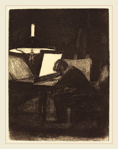 FranÃ§ois Bonvin (French, 1817-1887), Printmaker (Le Graveur), 1861, etching on laid paper
