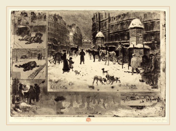 Félix-Hilaire Buhot (French, 1847-1898), L'Hiver Ã  Paris (Winter in Paris), 1879, etching,