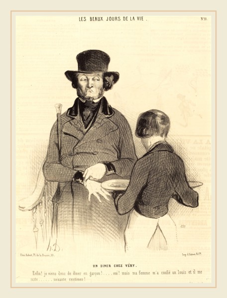 Honoré Daumier (French, 1808-1879), Un Diner chez Véry, 1844, lithograph on newsprint
