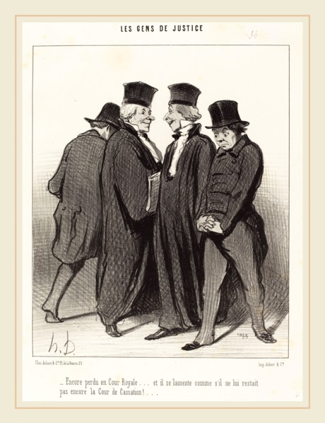 Honoré Daumier (French, 1808-1879), Encore perdu en Cour Royale et il se lamente, 1848, lithograph