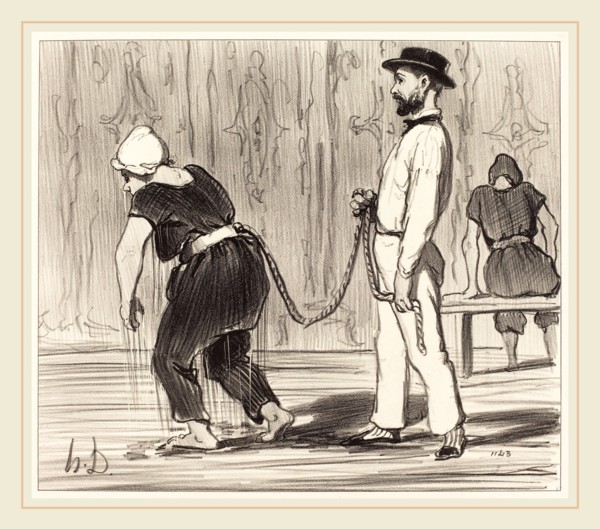 Honoré Daumier (French, 1808-1879), Madame Rabourdeau a sa premiÃ¨re leÃ§on, 1847, lithograph