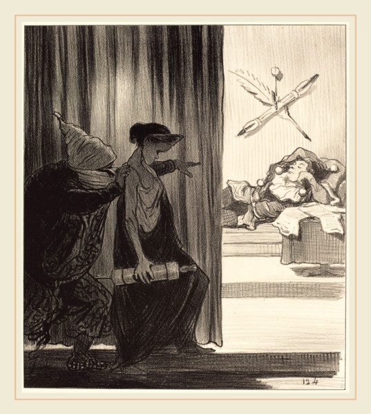 Honoré Daumier (French, 1808-1879), Clytemnestre poussée par mimi Véron, 1850, lithograph