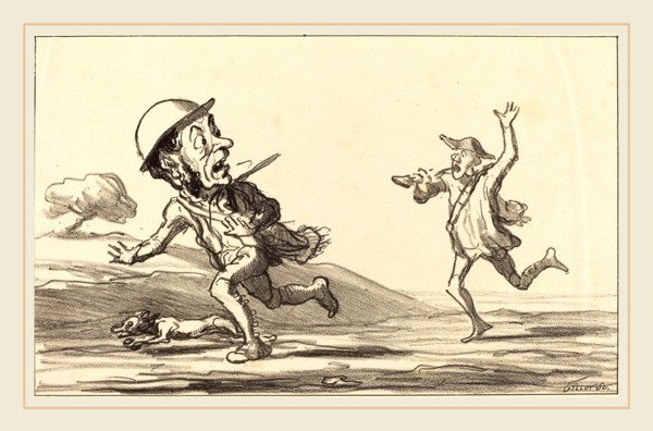 Honoré Daumier (French, 1808-1879), Allons bon! il parait chasse réservée, 1864, lithograph