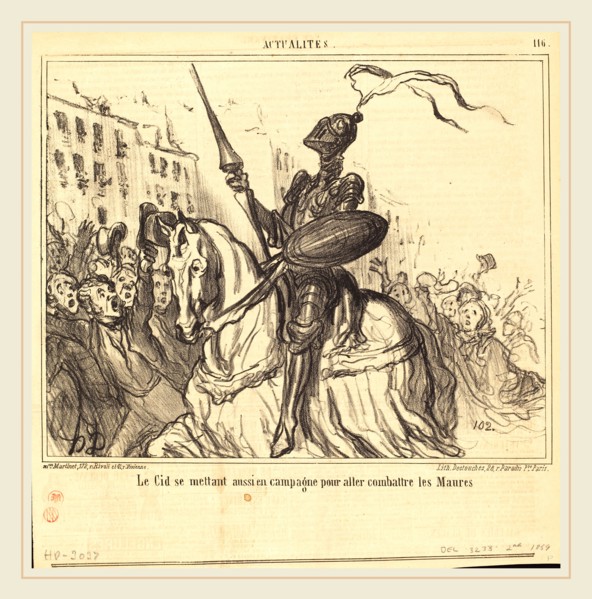 Honoré Daumier (French, 1808-1879), Le Cid se mettant aussi en campagne, 1859, lithograph on