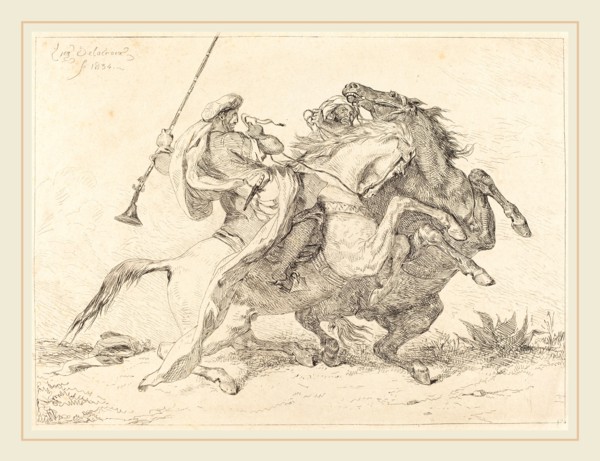 EugÃ¨ne Delacroix (French, 1798-1863), Encounter of the Moorish Horsemen (Rencontre de Cavaliers
