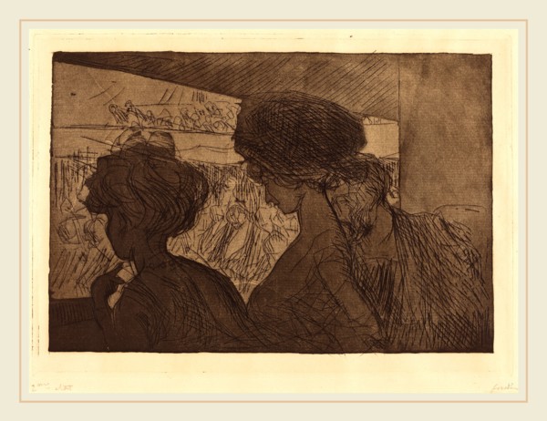 Jean-Louis Forain, Lower Box at the Theater, French, 1852-1931, 1909, etching (zinc)