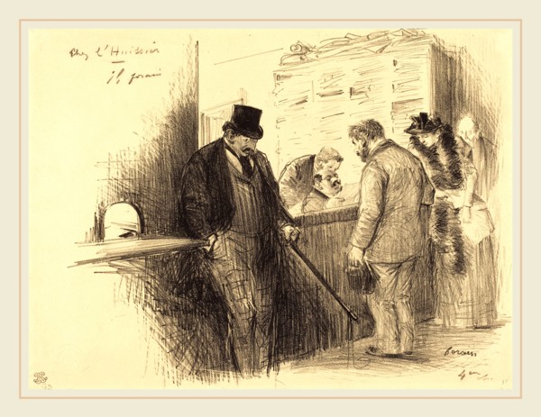 Jean-Louis Forain (French, 1852-1931), At the Bailiff's, c. 1891, lithograph
