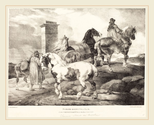 Théodore Gericault (French, 1791-1824), Horses Going to a Fair, 1821, lithograph