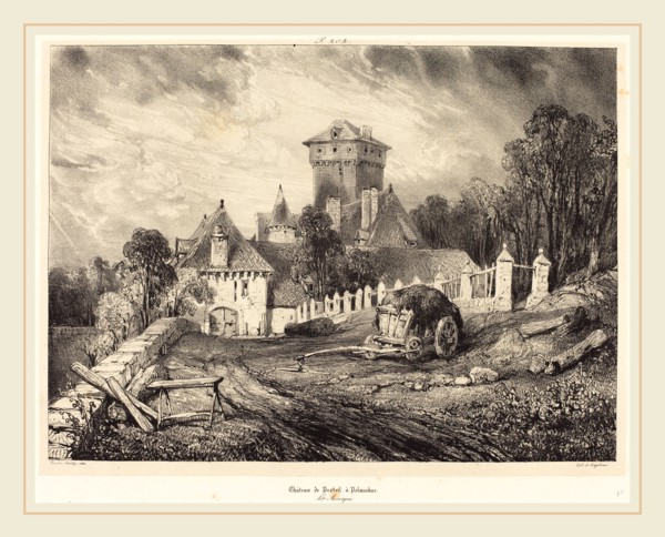 EugÃ¨ne Isabey (French, 1803-1886), ChÃ¢teau de Pesteil Ã  Polminhac, 1832, lithograph in black on